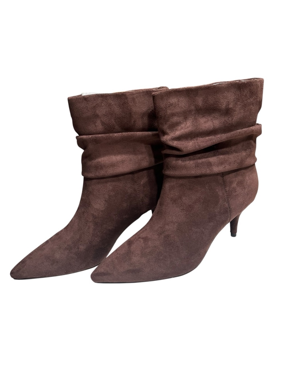 NWOT Faux Leather Brown Slouch Ankle Boots w/Kitten Heel - 6.5